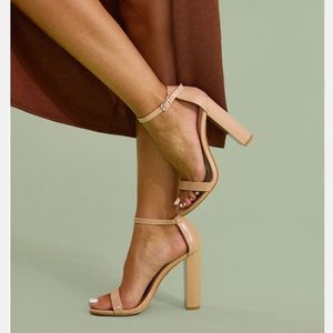Nude block heeled sandals